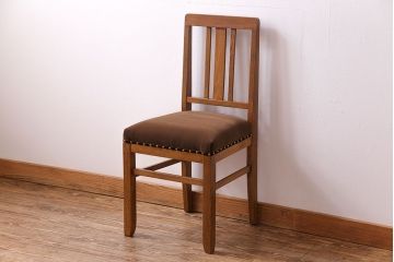 アンティーク家具　和製アンティーク　木のぬくもりを感じるナラ材のシンプルチェア(椅子、ダイニングチェア)