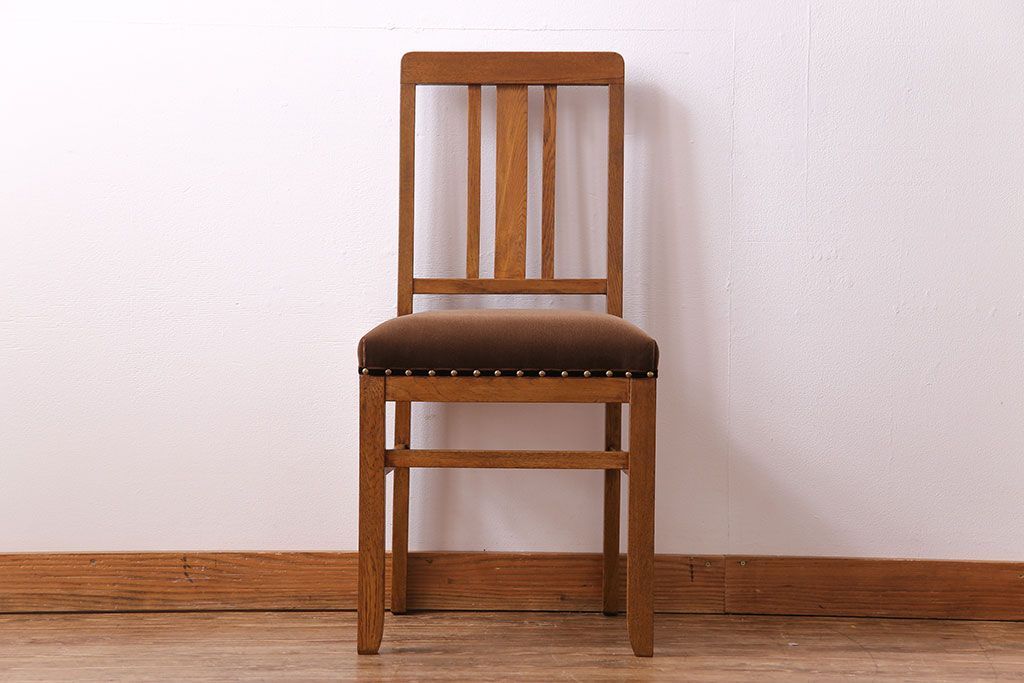 アンティーク家具　和製アンティーク　木のぬくもりを感じるナラ材のシンプルチェア(椅子、ダイニングチェア)