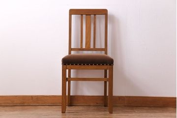 アンティーク家具　和製アンティーク　木のぬくもりを感じるナラ材のシンプルチェア(椅子、ダイニングチェア)