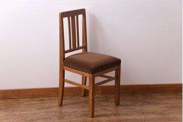 アンティーク家具　和製アンティーク　木のぬくもりを感じるナラ材のシンプルチェア(椅子、ダイニングチェア)