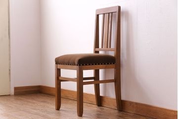 アンティーク家具　和製アンティーク　木のぬくもりを感じるナラ材のシンプルチェア(椅子、ダイニングチェア)