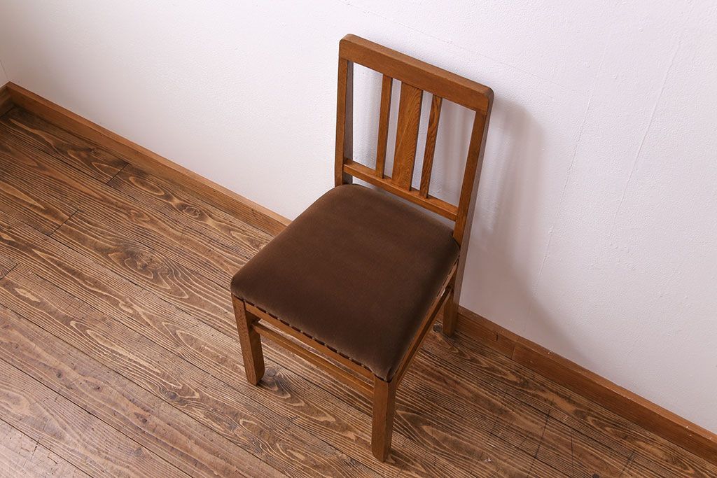 アンティーク家具　和製アンティーク　木のぬくもりを感じるナラ材のシンプルチェア(椅子、ダイニングチェア)