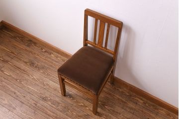 アンティーク家具　和製アンティーク　木のぬくもりを感じるナラ材のシンプルチェア(椅子、ダイニングチェア)