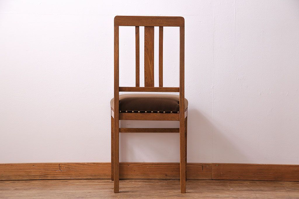 アンティーク家具　和製アンティーク　木のぬくもりを感じるナラ材のシンプルチェア(椅子、ダイニングチェア)