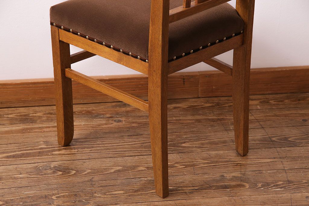 アンティーク家具　和製アンティーク　木のぬくもりを感じるナラ材のシンプルチェア(椅子、ダイニングチェア)