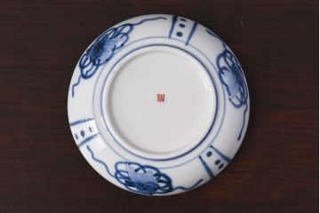 アンティーク雑貨　江戸期　角福　染付小皿2枚セット(和食器)