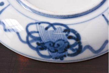 アンティーク雑貨　江戸期　角福　染付小皿2枚セット(和食器)