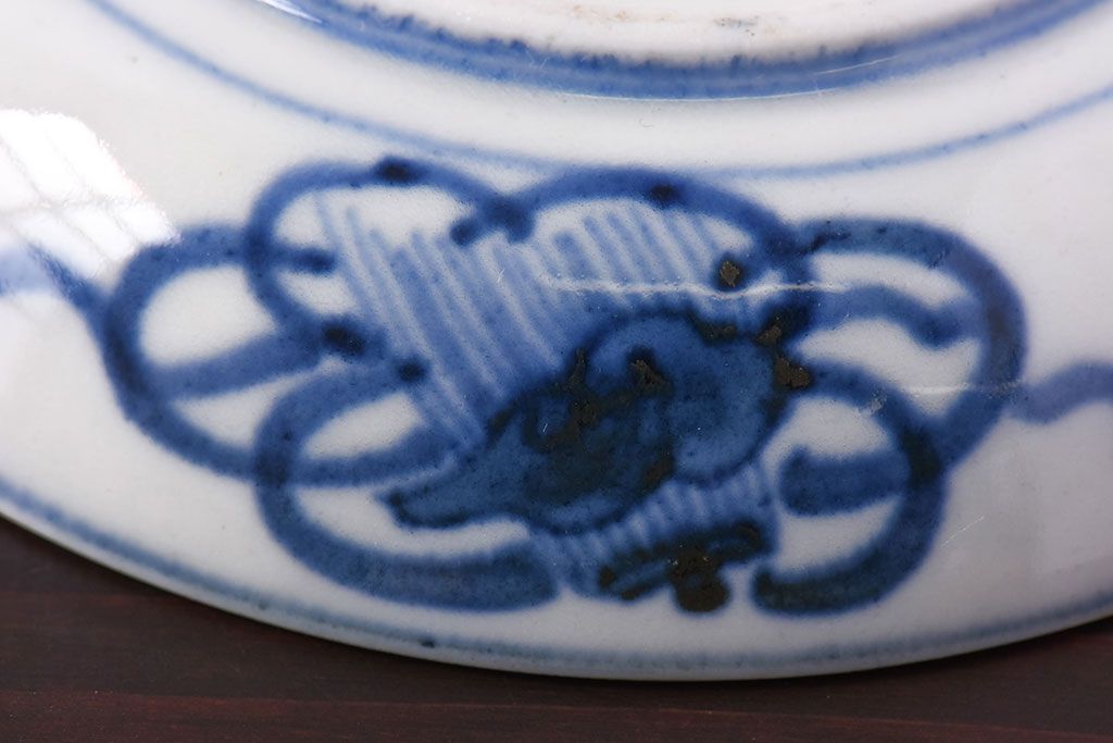 アンティーク雑貨　江戸期　角福　染付小皿2枚セット(和食器)