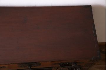 アンティーク家具　骨董・古民具　前面ケヤキ材　堂々とした佇まいの松本帳場箪笥(時代箪笥)