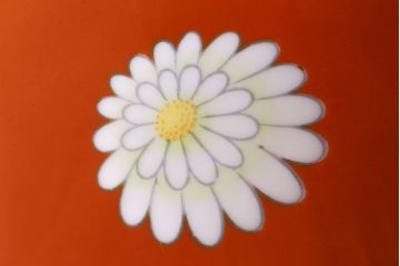 アンティーク雑貨　オールドノリタケ(則武・日陶)　ヤジロベー印　朱色地白菊文　火鉢(1)