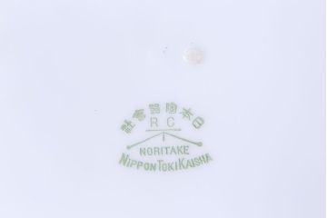 アンティーク雑貨　オールドノリタケ(則武・日陶)　ヤジロベー印　朱色地白菊文　火鉢(2)