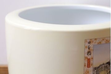 アンティーク雑貨　ノリタケ・則武(日陶)　「東海道五十三次」和の雰囲気漂う火鉢(手あぶり、鉢カバー、傘立て)(3)