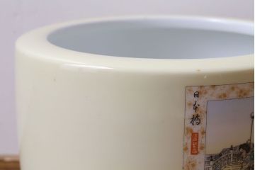 和製アンティーク　オールドノリタケ　日陶(則武)　東海道五十三次　江戸の風景が楽しめる火鉢(瀬戸火鉢、Noritake、noritake、NORITAKE、鉢カバー、傘立て、ディスプレイ)(1)(R-028179)