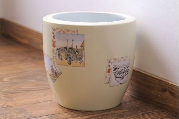 アンティーク雑貨　日陶(ノリタケ、則武)　東海道五十三次　江戸の風景が楽しめる火鉢(鉢カバー、傘立て、ディスプレイ)(R-028180)(2)