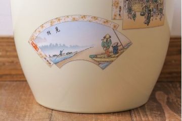 和製アンティーク　オールドノリタケ　日陶(則武)　東海道五十三次　江戸の風景が楽しめる火鉢(瀬戸火鉢、Noritake、noritake、NORITAKE、鉢カバー、傘立て、ディスプレイ)(R-028180)(2)