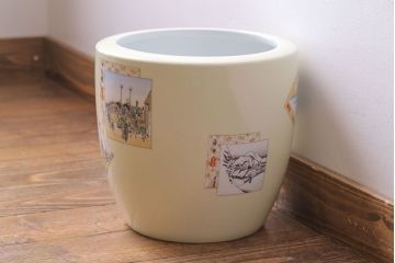 アンティーク雑貨　日陶(ノリタケ、則武)　東海道五十三次　江戸の風景が楽しめる火鉢(鉢カバー、傘立て、ディスプレイ)(R-028181)(3)