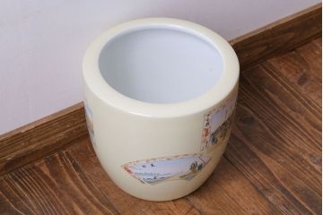 和製アンティーク　オールドノリタケ　日陶(則武)　東海道五十三次　江戸の風景が楽しめる火鉢(瀬戸火鉢、Noritake、noritake、NORITAKE、鉢カバー、傘立て、ディスプレイ)(R-028181)(3)