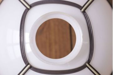 和製アンティーク　ベークライト製　市松模様の飾りがレトロな趣きのペンダントライト(天井照明、吊り下げ照明)