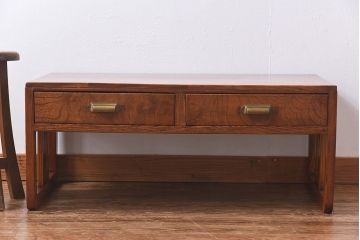 アンティーク家具　大正昭和期　総ケヤキ材の上質な雰囲気漂う文机(ローテーブル、座卓)