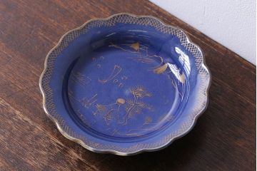 幕末明治期　瑠璃釉金彩五寸皿(中皿)