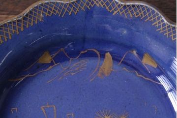 幕末明治期　瑠璃釉金彩五寸皿(中皿)