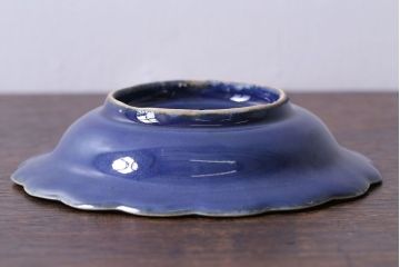 幕末明治期　瑠璃釉金彩五寸皿(中皿)