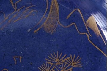 アンティーク雑貨　幕末明治期　瑠璃釉金彩五寸皿(中皿)2枚セット