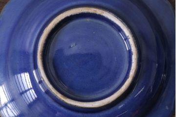 アンティーク雑貨　幕末明治期　瑠璃釉金彩五寸皿(中皿)2枚セット