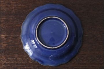 アンティーク雑貨　幕末明治期　瑠璃釉金彩五寸皿(中皿)2枚セット