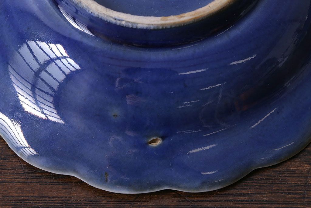 アンティーク雑貨　幕末明治期　瑠璃釉金彩五寸皿(中皿)2枚セット