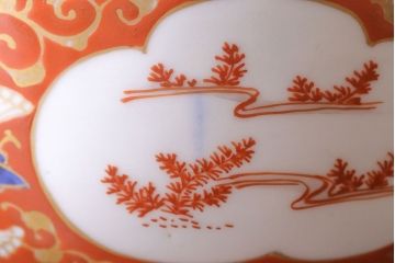 江戸期　大明成化年製　古伊万里　赤絵南蛮図染付　蓋茶碗(2)