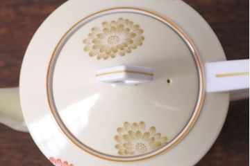 アンティーク雑貨　オールドノリタケ(Noritake、則武、日陶)　花柄と角ばった取っ手が可愛らしいレトロなポット