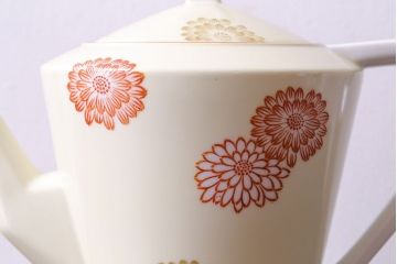 アンティーク雑貨　オールドノリタケ(Noritake、則武、日陶)　花柄と角ばった取っ手が可愛らしいレトロなポット