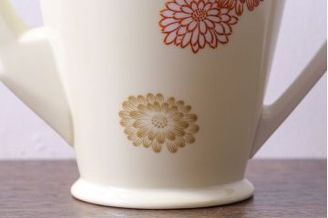 アンティーク雑貨　オールドノリタケ(Noritake、則武、日陶)　花柄と角ばった取っ手が可愛らしいレトロなポット