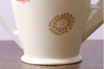 アンティーク雑貨　オールドノリタケ(Noritake、則武、日陶)　花柄と角ばった取っ手が可愛らしいレトロなポット