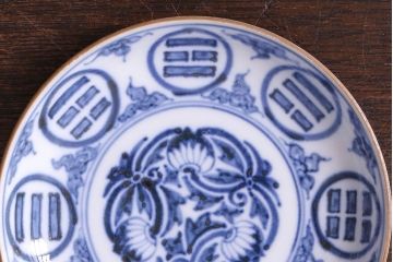 江戸期　角福　染付小皿2枚セット(和食器)(1)