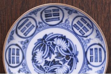 アンティーク雑貨　江戸期　角福　染付小皿2枚セット(和食器)(2)