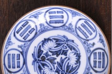 アンティーク雑貨　江戸期　角福　染付小皿2枚セット(和食器)(2)