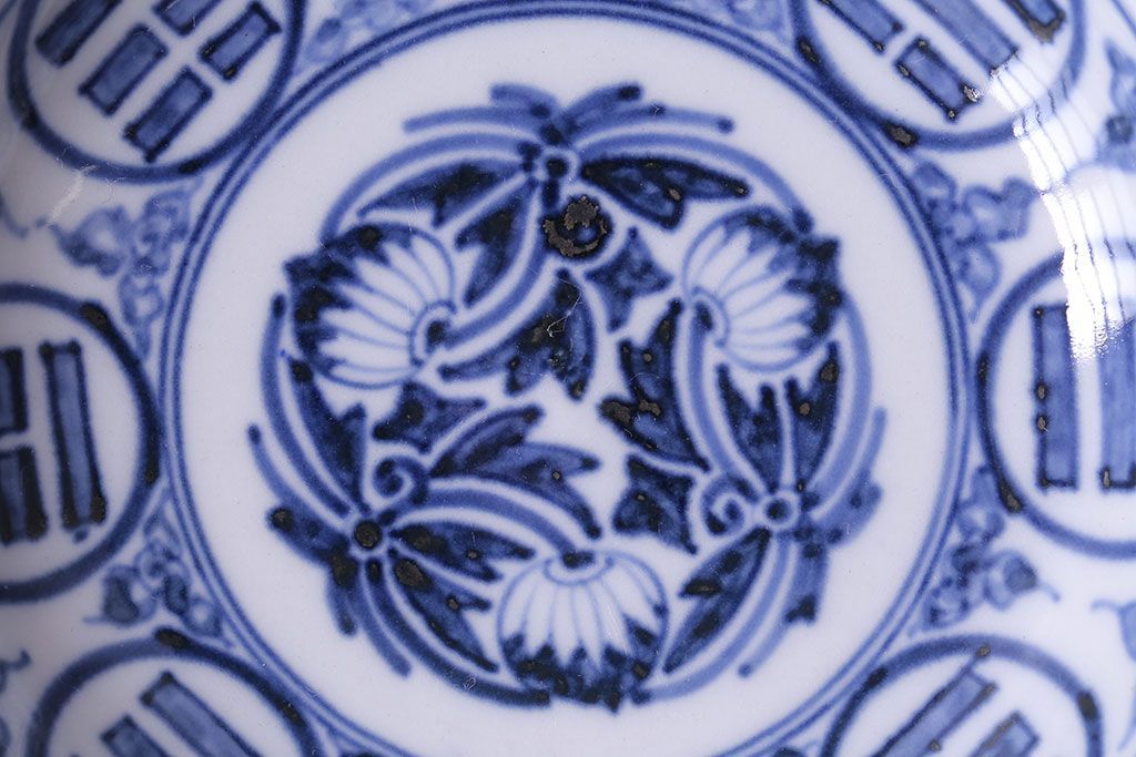 アンティーク雑貨　江戸期　角福　染付小皿2枚セット(和食器)(2)