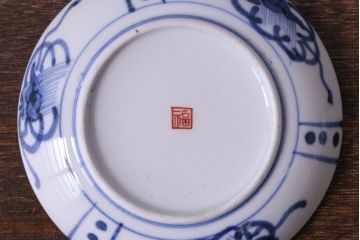アンティーク雑貨　江戸期　角福　染付小皿2枚セット(和食器)(2)