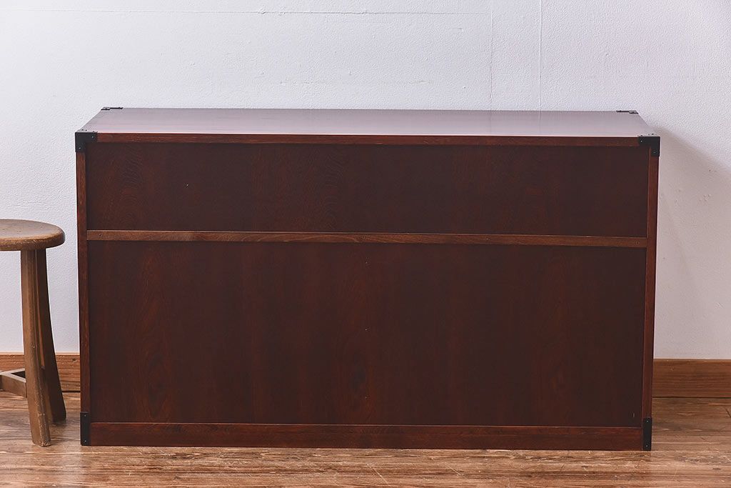 中古　前面ケヤキ材　漆塗りが美しいローチェスト(ローボード、和タンス、引き出し)(定価約45万円)