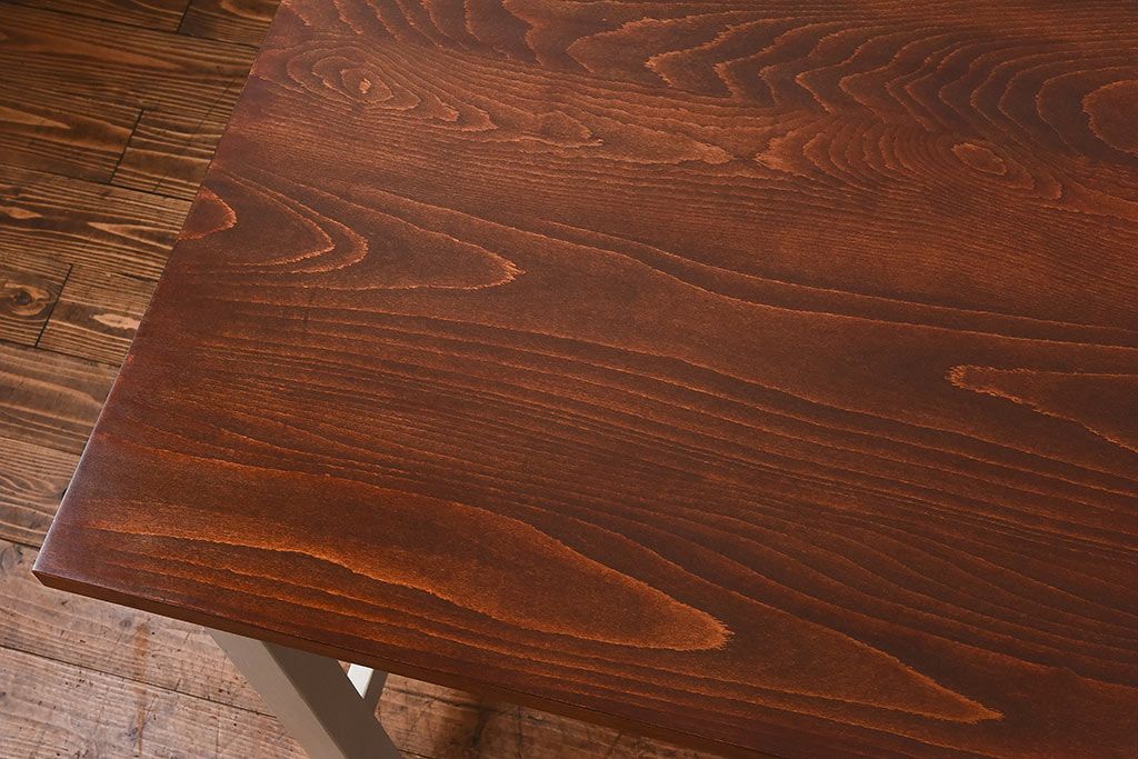 ペイント家具　両面引き出し付き特大ダイニングテーブル(作業台、作業テーブル)