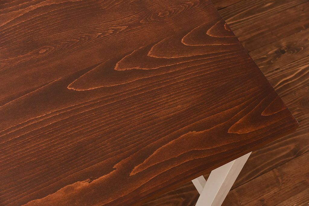 ペイント家具　両面引き出し付き特大ダイニングテーブル(作業台、作業テーブル)