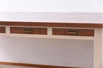 ペイント家具　両面引き出し付き特大ダイニングテーブル(作業台、作業テーブル)