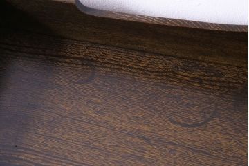 アンティーク家具　昭和初期　モールガラス　ナラ材　落ち着いた雰囲気漂う本箱(収納棚、食器棚)