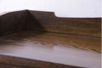 アンティーク家具　昭和初期　モールガラス　ナラ材　落ち着いた雰囲気漂う本箱(収納棚、食器棚)