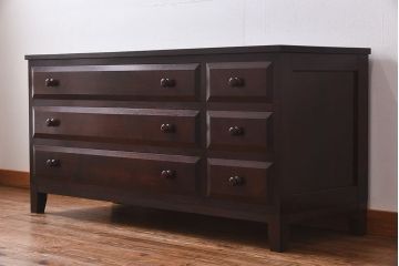 ビンテージ　松本民芸家具　リメイク　脚付きローチェスト(引き出し、和タンス)