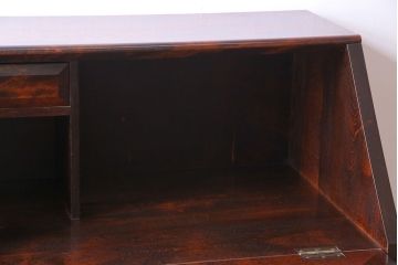 中古　松本民芸家具　シックな雰囲気漂うT型ライティングビューロー(ワークデスク、在宅ワーク、在宅用)(定価約31万円)