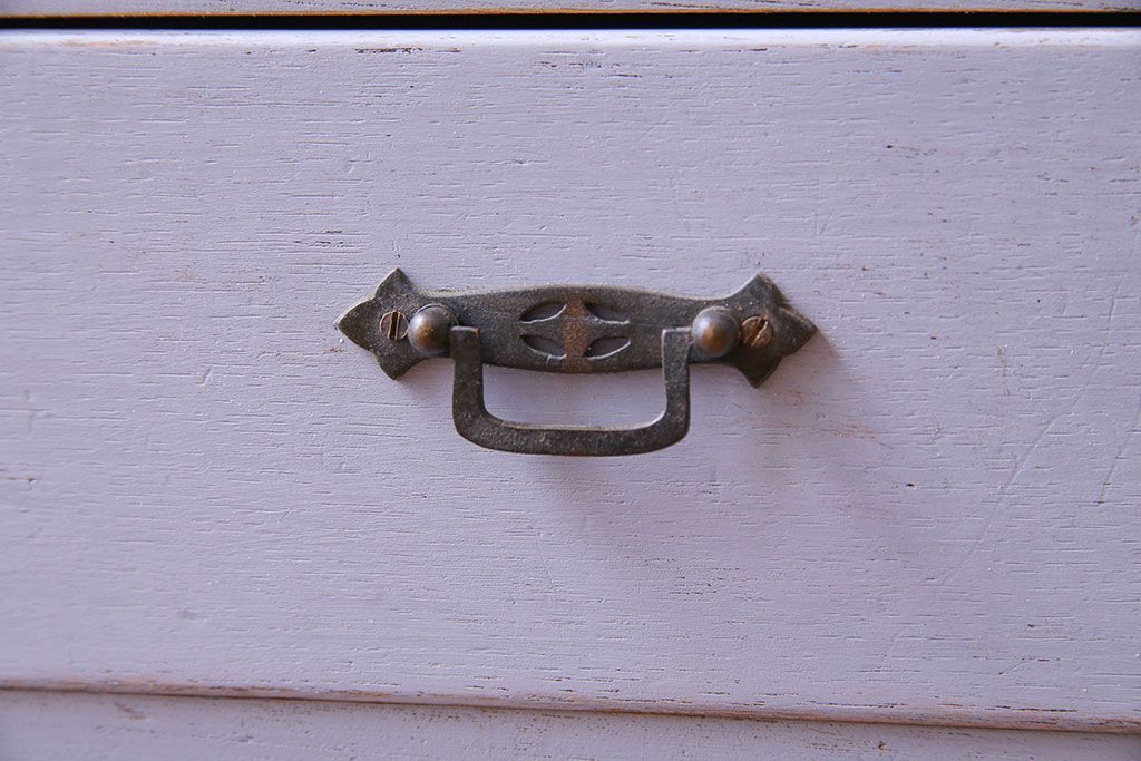 ペイント家具　ラベンダーのような色がかわいらしい小さなライティングビューロー(ワークデスク、在宅ワーク、在宅用、学習机)