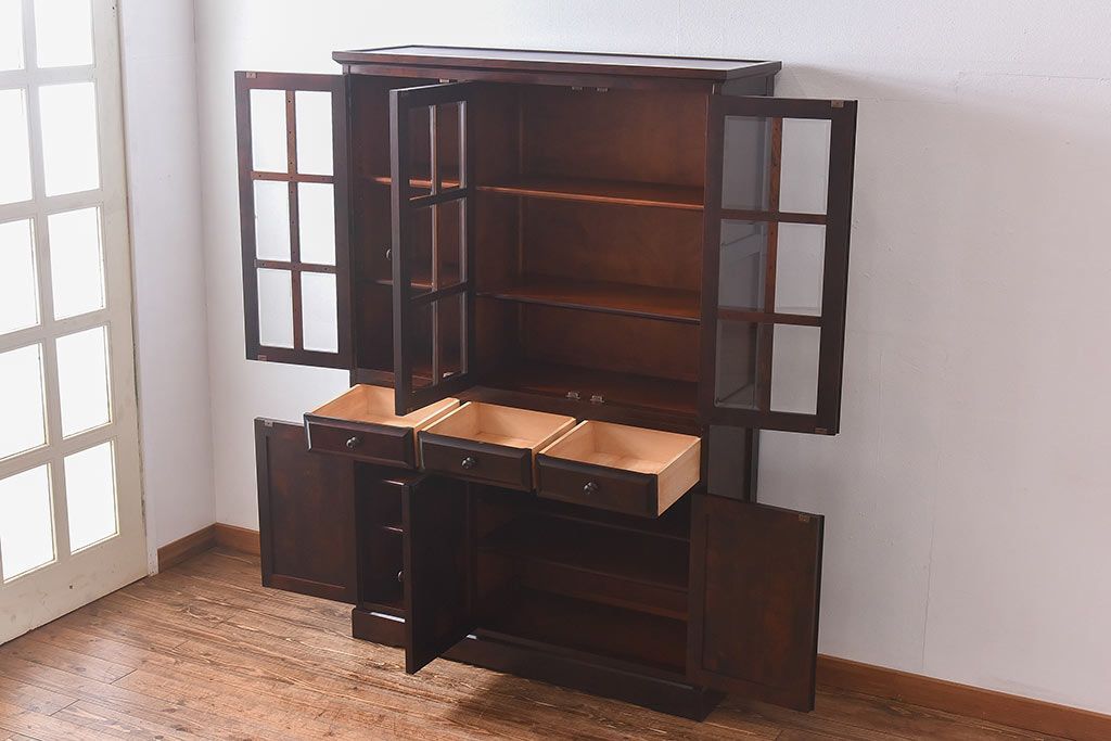 北海道民芸家具　HM165K　食器棚　カップボード　和モダン　定価44万円 公式】アンティーク家具ラフジュ工房商品詳細ページ中古 美品